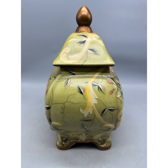 Mervyn's 2004 market sklep green floral canister lid storage home decor READ - Picture 4 of 8